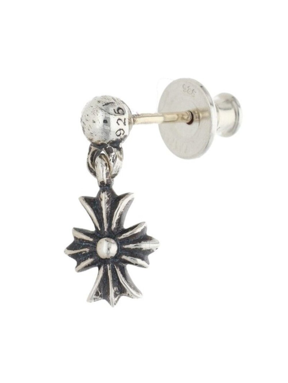 Chrome Hearts Tiny CH Plus 1 Drop Silver Earrings